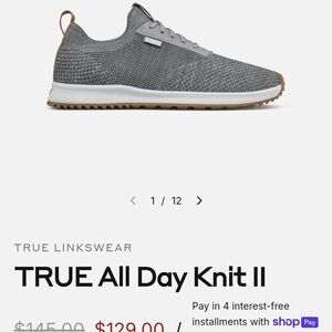 TRUE Linkswear All Day Knit II Gray Athletic Shoes, Size 10.5